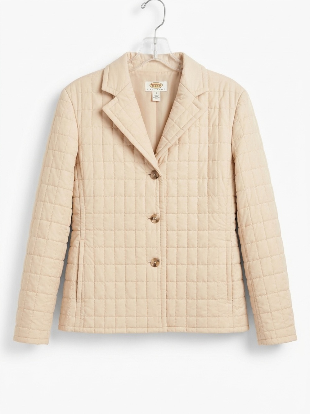 Talbots Size 8 Quilted Button-Front Jacket - Beige